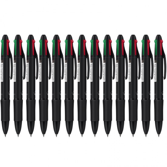 四色按壓圓珠筆 多色0.7mm原子筆 黑紅藍綠油性筆