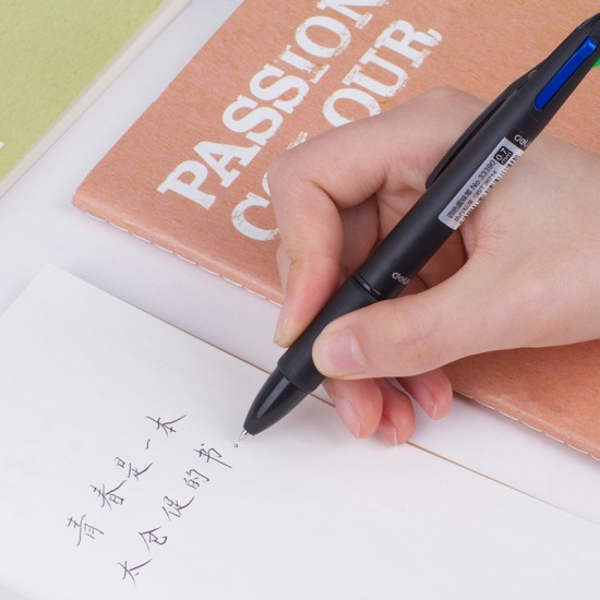 四色按壓圓珠筆 多色0.7mm原子筆 黑紅藍綠油性筆