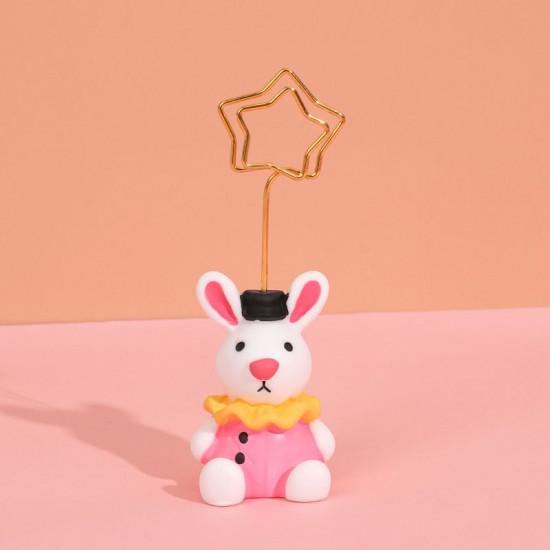 可愛兔子造型memo夾 創意動物造型照片夾 桌面名片夾 留言記事夾
