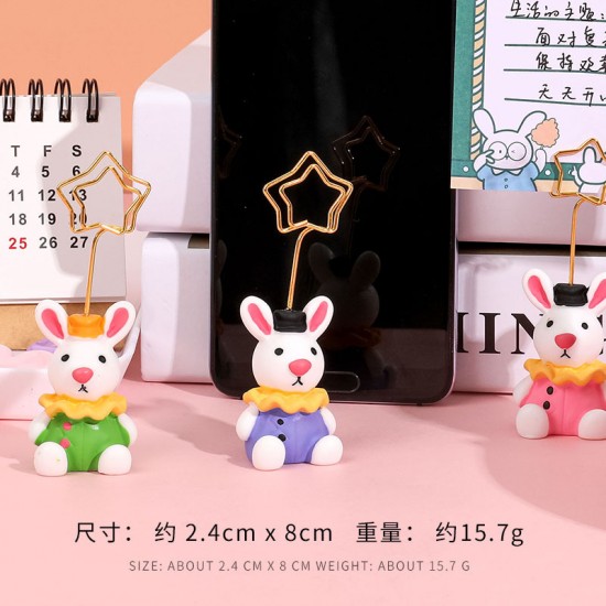 可愛兔子造型memo夾 創意動物造型照片夾 桌面名片夾 留言記事夾