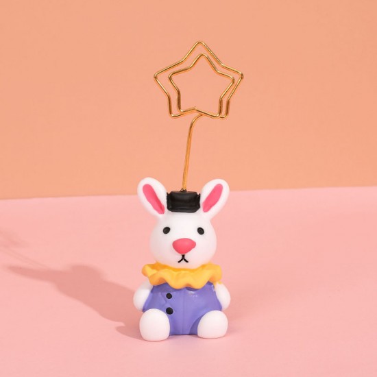 可愛兔子造型memo夾 創意動物造型照片夾 桌面名片夾 留言記事夾