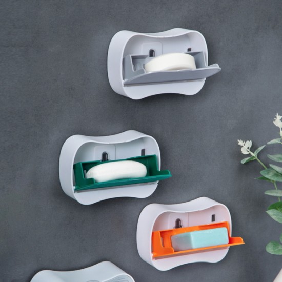 壁掛式瀝水肥皂盒 防水防塵翻蓋式香皂盒 學生宿舍必備香皂架