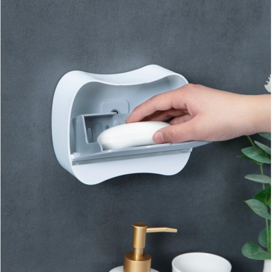 壁掛式瀝水肥皂盒 防水防塵翻蓋式香皂盒 學生宿舍必備香皂架