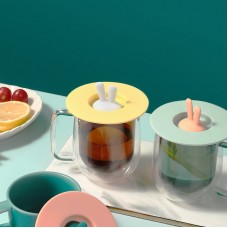 兔耳朵創意矽膠杯蓋 防塵雙色多用途密封蓋 防塵防漏居家必備杯蓋