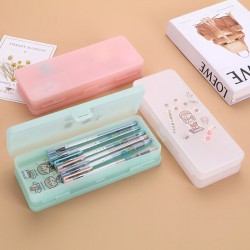 雙層透明磨砂鉛筆盒 簡約北歐風文具盒 大容量文具收納盒