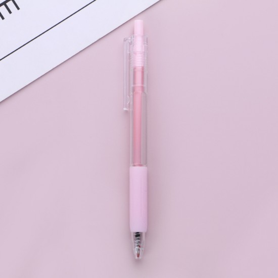 簡約按壓中性筆 0.5mm黑色原子筆 多色筆桿中性筆 考試必備黑筆