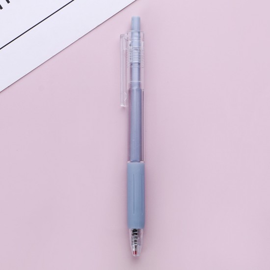 簡約按壓中性筆 0.5mm黑色原子筆 多色筆桿中性筆 考試必備黑筆