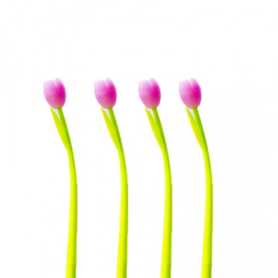 紫外線變色鬱金香中性筆 創意造型黑筆 小清新矽膠中性筆 可愛黑色原子筆