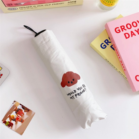 可愛小熊摺疊雨傘 黑膠遮陽防曬傘 小狗晴雨傘 方便攜帶雨傘