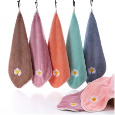 超細纖維小雛菊方巾 可愛小花吸水小毛巾 加厚不掉毛擦手巾