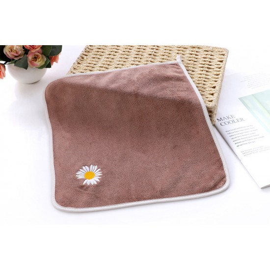 超細纖維小雛菊方巾 可愛小花吸水小毛巾 加厚不掉毛擦手巾