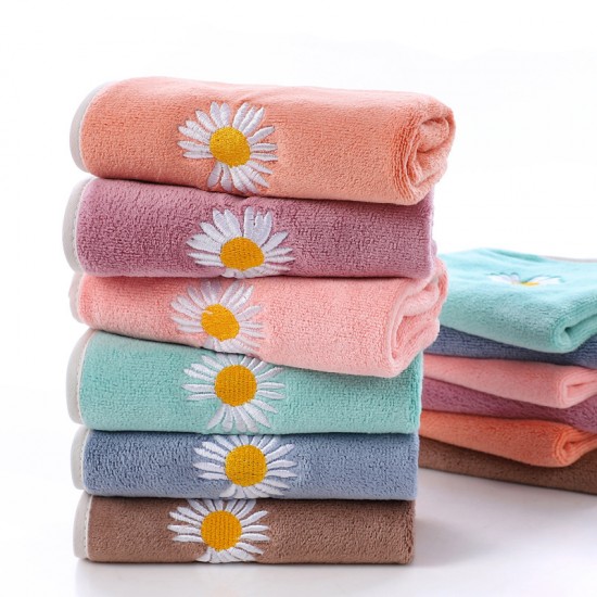 超細纖維小雛菊方巾 可愛小花吸水小毛巾 加厚不掉毛擦手巾