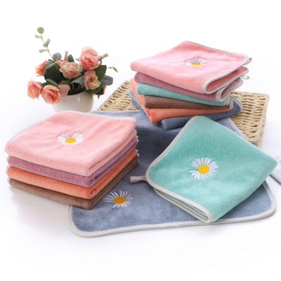 超細纖維小雛菊方巾 可愛小花吸水小毛巾 加厚不掉毛擦手巾