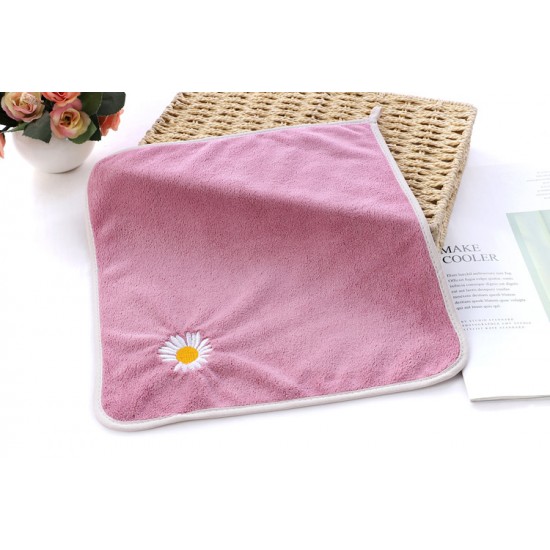 超細纖維小雛菊方巾 可愛小花吸水小毛巾 加厚不掉毛擦手巾