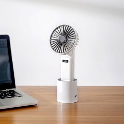 手持搖擺風扇 創意USB充電風扇 辦公居家必備桌面小風扇 LCD顯示電量