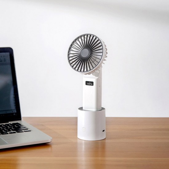 手持搖擺風扇 創意USB充電風扇 辦公居家必備桌面小風扇 LCD顯示電量