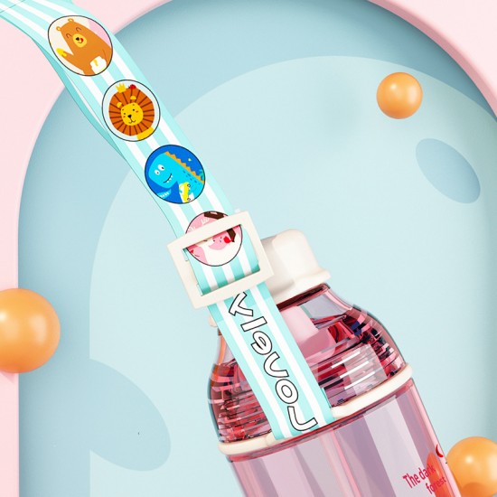 創意塑膠隨手杯 學生必備冷水壺 可愛圖案吸管水壺 400ml大口徑水壺