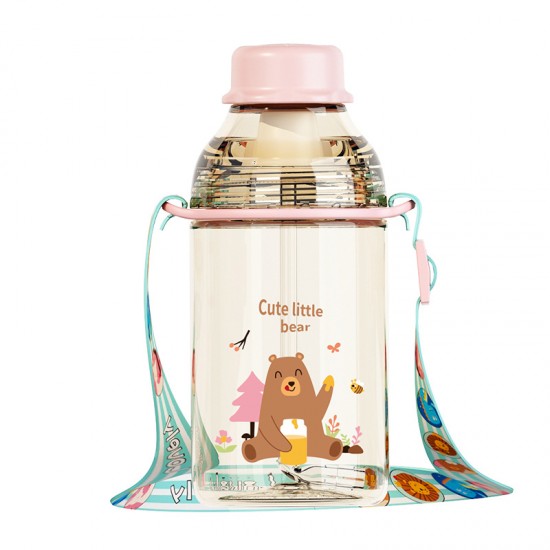 創意塑膠隨手杯 學生必備冷水壺 可愛圖案吸管水壺 400ml大口徑水壺