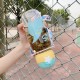 星星兔杯蓋吸管冷水壺 可愛恐龍圖案塑膠水壺 600ml背帶學生水杯