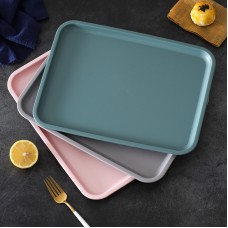 北歐色塑膠托盤 簡約長方形餐廳酒店餐盤 火鍋料食物托盤 長方盤