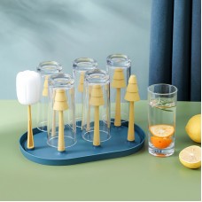 多功能瀝水森林杯架 創意杯盤瀝水架 奶瓶茶杯6支杯架