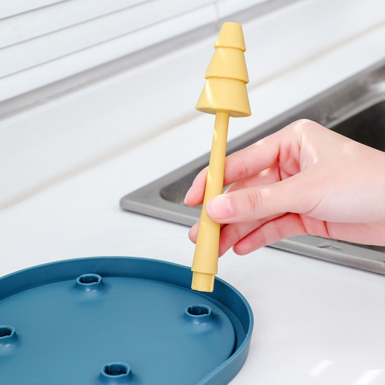 多功能瀝水森林杯架 創意杯盤瀝水架 奶瓶茶杯6支杯架