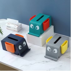 撞色大象面紙盒 PVC雙邊掛袋桌面遙控器收納盒 手機支架