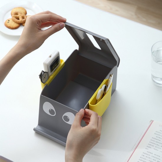 撞色大象面紙盒 PVC雙邊掛袋桌面遙控器收納盒 手機支架