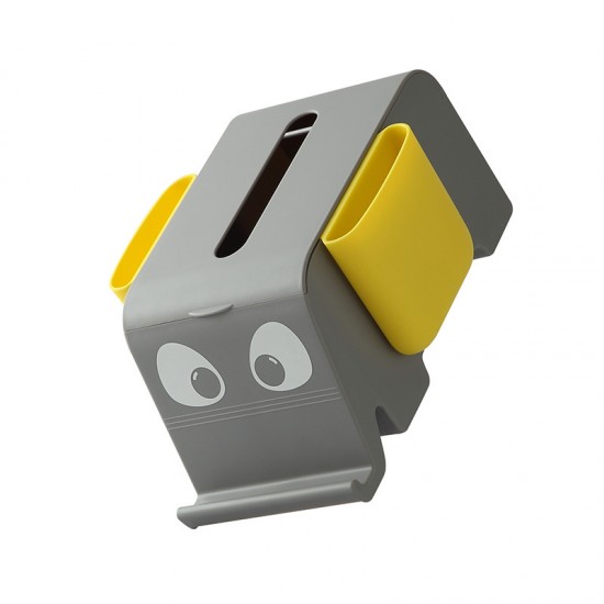 撞色大象面紙盒 PVC雙邊掛袋桌面遙控器收納盒 手機支架