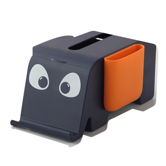 撞色大象面紙盒 PVC雙邊掛袋桌面遙控器收納盒 手機支架