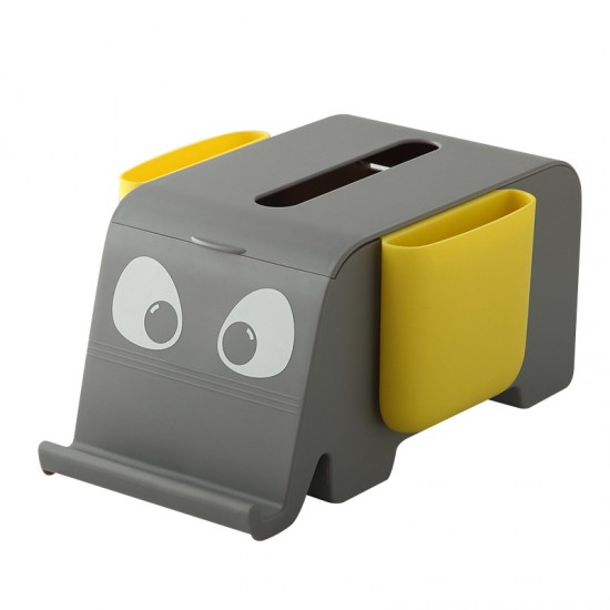 撞色大象面紙盒 PVC雙邊掛袋桌面遙控器收納盒 手機支架