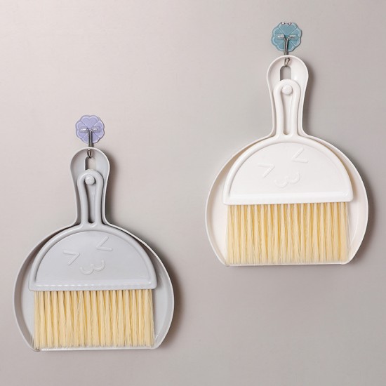 可愛表情桌面清潔掃把 創意書桌鍵盤清潔刷 多功能小掃把組