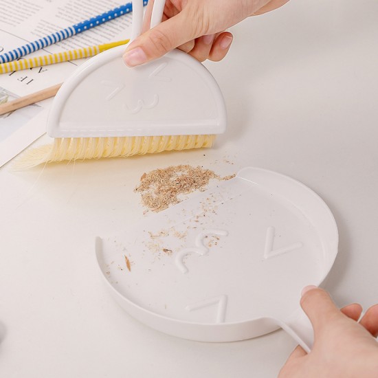 可愛表情桌面清潔掃把 創意書桌鍵盤清潔刷 多功能小掃把組