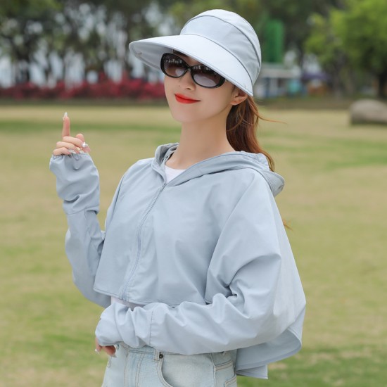 可拆帽子百搭防曬外套 防紫外線沙灘外套 舒適透氣防曬外套