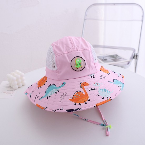 可愛兒童夏季遮陽帽 戶外必備披肩透氣遮陽帽 可愛動物圖案帽子