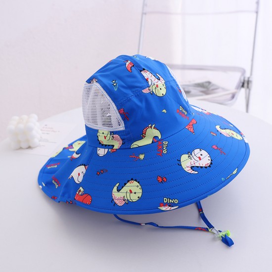 可愛兒童夏季遮陽帽 戶外必備披肩透氣遮陽帽 可愛動物圖案帽子