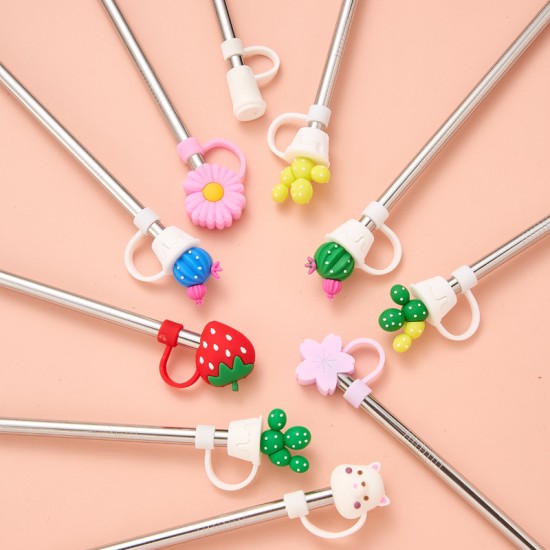 創意造型吸管防塵套 不鏽鋼吸管玻璃吸管矽膠防塵套 可愛造型吸管塞