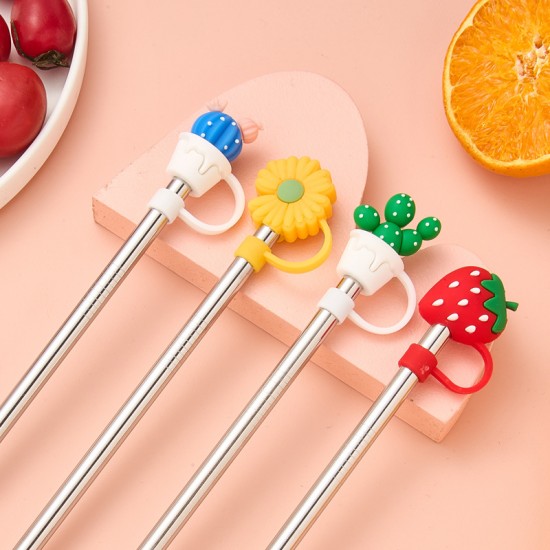 創意造型吸管防塵套 不鏽鋼吸管玻璃吸管矽膠防塵套 可愛造型吸管塞