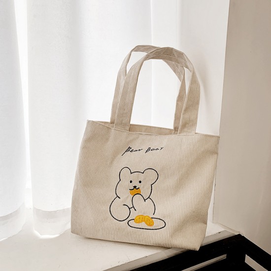 燈芯絨時尚單肩包 大容量手提托特包 百搭手提包包 提袋