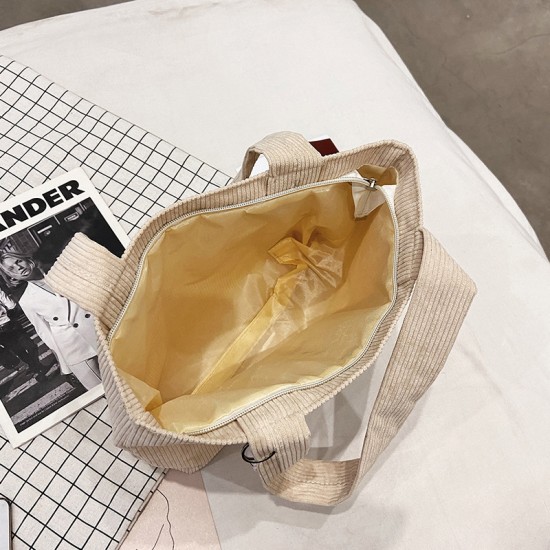 燈芯絨時尚單肩包 大容量手提托特包 百搭手提包包 提袋