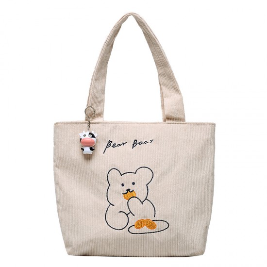 燈芯絨時尚單肩包 大容量手提托特包 百搭手提包包 提袋