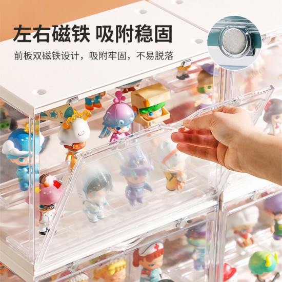 透明壓克力公仔展示盒 磁吸式防塵公仔收納盒 創意三層隔板公仔展示架