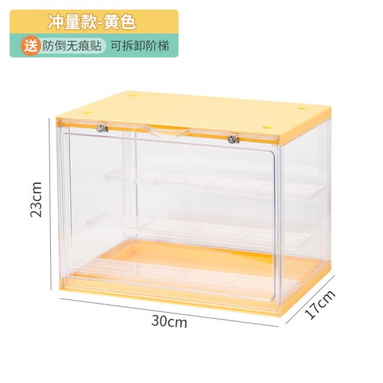 透明壓克力公仔展示盒 磁吸式防塵公仔收納盒 創意三層隔板公仔展示架