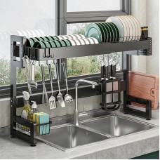 廚房伸縮水槽收納架 自由伸縮金屬烤漆瀝水架 洗手台碗筷瀝水架 置物架