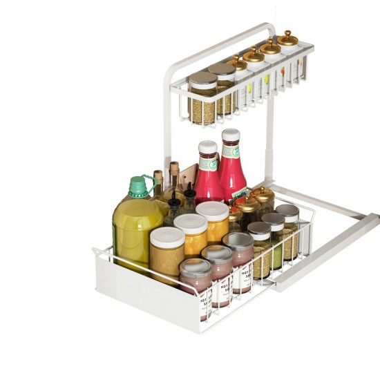 廚房L型拉式置物架 浴室抽拉式置物架 超省空間下水槽調味料收納架