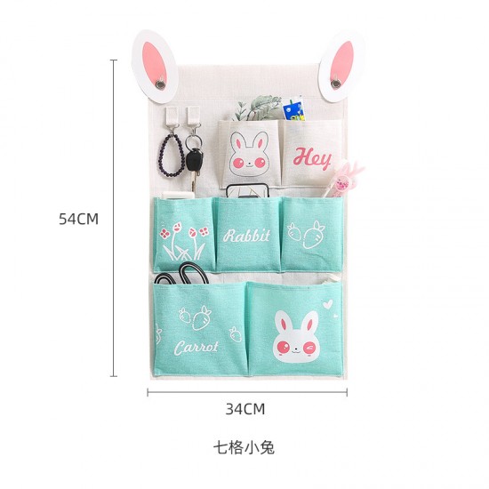 可愛動物多格掛袋 宿舍必備壁掛式收納袋 創意帆布收納掛袋