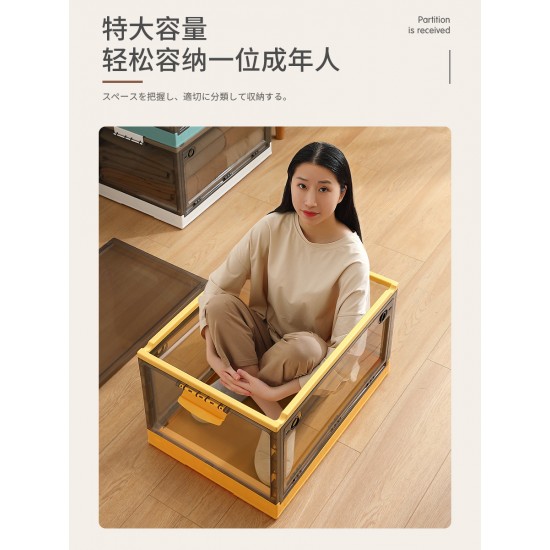 茶色三開摺疊整理箱 加厚特大號塑膠滑輪收納箱 大容量衣物書籍玩具收納箱