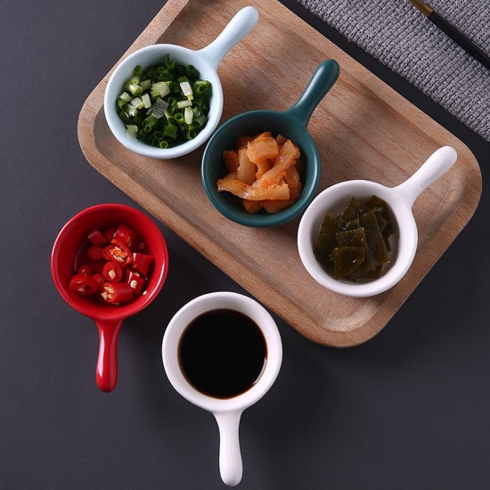 簡約陶瓷把手醬醋碟 火鍋沾醬小碟子 陶瓷手柄調味料碟 小菜碟