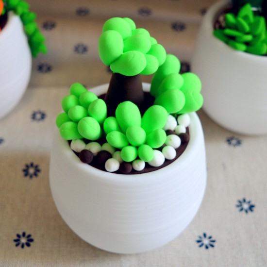 多肉植物盆栽黏土材料包 創意DIY彩色黏土盆栽玩具 學生DIY勞作