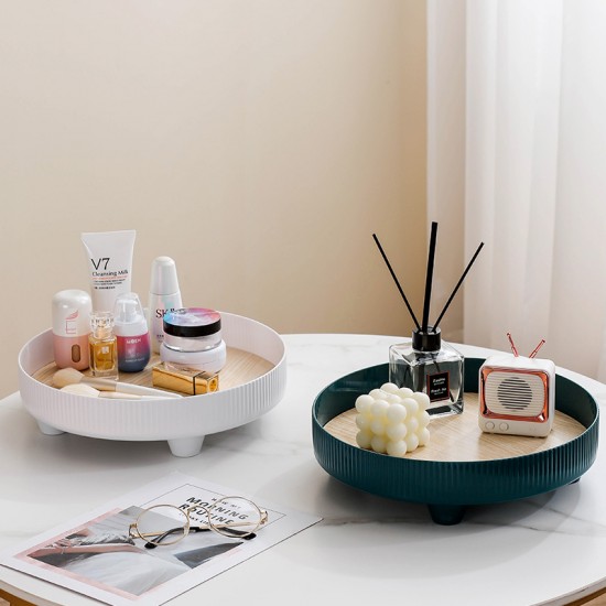 北歐風桌面裝飾托盤 簡約線條居家收納盤 木質化妝品收納盤 茶水置物架